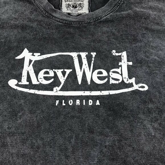 Key West Florida distressed crop top tshirt‎ large Raw Hem Basix Vintage - Picture 3 of 10